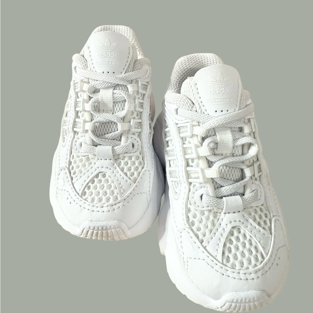 Adidas Ozmillen Sneakers All White, Super Cute, Size 5 1/2C 🔥🔥🔥